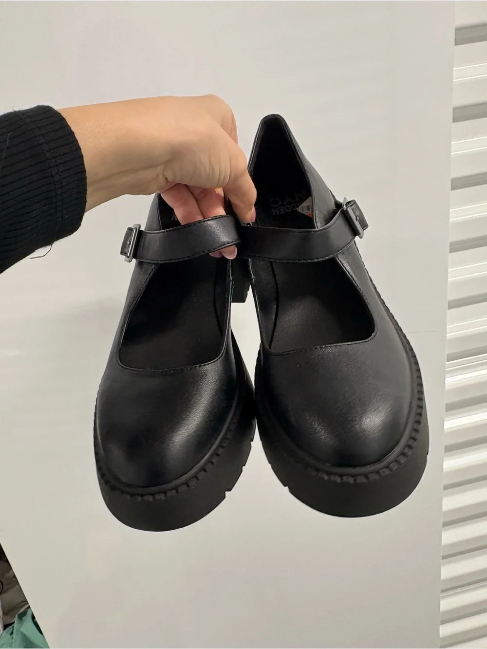 Madden girl Black Mary Jane Chunky Heel Pumps with Buckle Strap 8.5